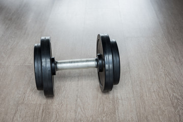 Dumbbells in the gym