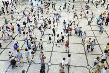 歩く人々,俯瞰撮影