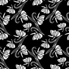Seamless pattern with butterfly. Vector clip art.