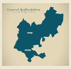 Modern Map - Central Bedfordshire unitary authority England UK