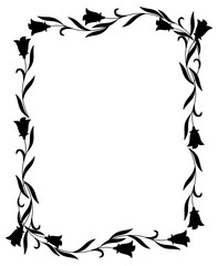 Vertical frame with bluebells. Design element for advertisements, flyer, web, wedding and other invitations or greeting cards. Vector clip art.