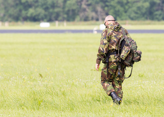 LEEUWARDEN, THE NETHERLANDS - JUNE 9; Military guard walking at