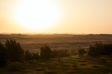 sunset in the desert, the Egyptian landscape