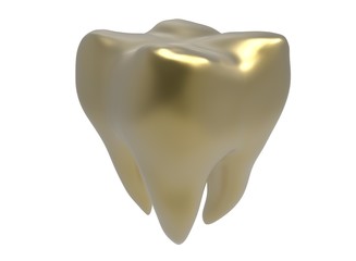  3d illustration of tooth. icon for game web. white background isolated. anatomy part of the mouth.