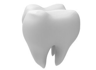  3d illustration of tooth. icon for game web. white background isolated. anatomy part of the mouth.