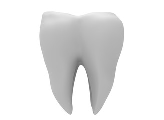  3d illustration of tooth. icon for game web. white background isolated. anatomy part of the mouth.