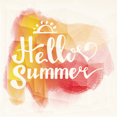 Watercolor watermelons and lettering hello summer
