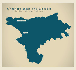 Modern Map - Cheshire West and Chester unitary authority England