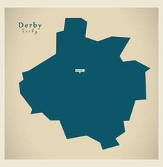 Modern Map - Derby unitary authority England UK