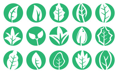 Obraz premium Leaf in Green Circle Nature Vector Symbol Design