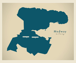 Fototapeta premium Modern Map - Medway unitary authority England UK