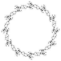 Round frame with skeleton. Vector clip art.