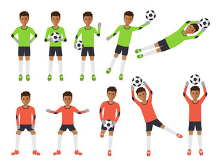 Fototapeta na wymiar Soccer players, football goalkeeper in actions