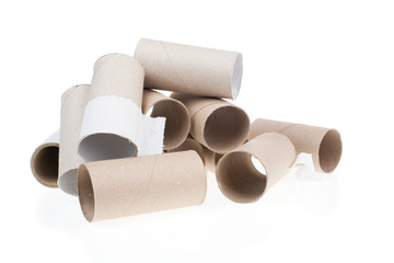 Stack of paper tube isolated on white background