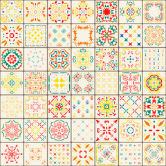 Seamless tile pattern. Colorful boho pattern. Ornament pattern. Square flower pattern. Unusual pattern vector. Oriental tile pattern. Pattern design elements. Portuguese tile pattern.