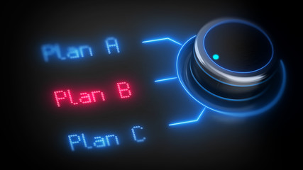 Switch button with three options business plan. Choosing right plan B.