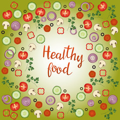Healthy food hand drawn lettering phrase.