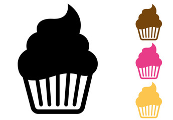 Icono plano cupcake varios colores