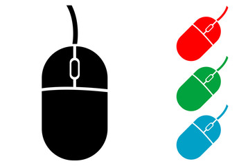 Icono plano mouse de ordenador varios colores