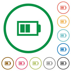 Half battery outlined flat icons
