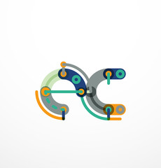 Cartoon linear letters icons