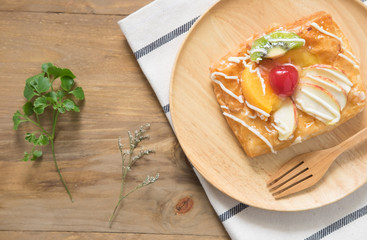 Top view  Danish Pastries with Fruit