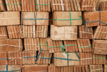 group of red bricks for building construction