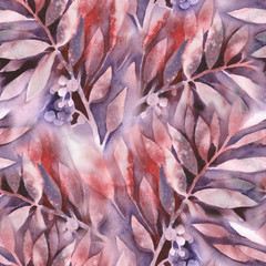 Fototapeta premium Watercolor Leaves Seamless Pattern