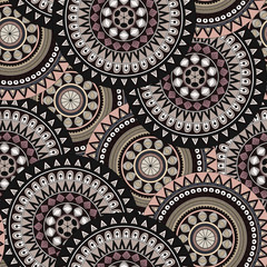 Hand drawn mandala ethnic seamless pattern.