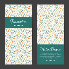 Vector cards set with decorative flowers pattern