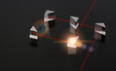 The laser beam in the experiment with quartz prisms