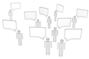 people with talk bubbles isolated over a white background. 3d rendering.