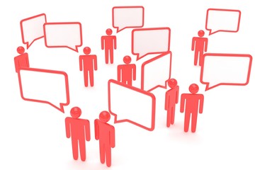 Obraz premium people with talk bubbles isolated over a white background. 3d rendering.