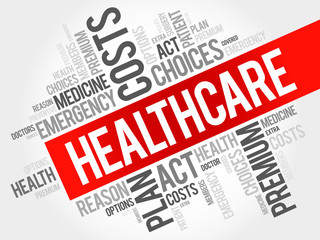 HealthCare word cloud collage, health concept background