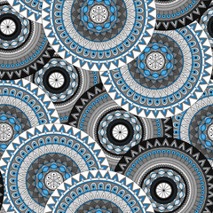 Hand drawn mandala ethnic seamless pattern.