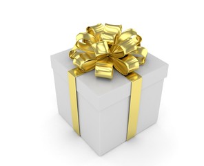gift box with bows isolated on white. 3d rendering.