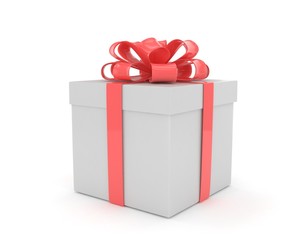 gift box with bows isolated on white. 3d rendering.