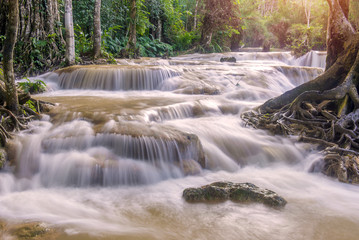 Flash flood in Waterfall at Tat Kuang Si Luang prabang, Laos