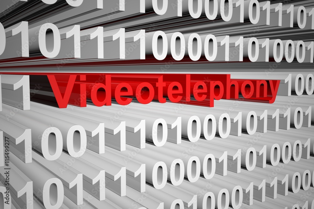 Poster videotelephony in the form of binary code, 3d illustration