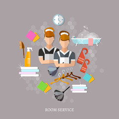 Hotel room service housekeeping laundry cleaning housemaid