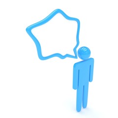 3d man with talk bubbles isolated over a white background. 3d rendering.