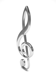 treble clefon white. 3d rendering.
