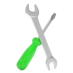 3D Illustration Wrench and screwdriver, service concept