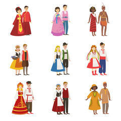 Couples Wearing National Costumes Set