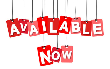 Vector colorful hanging cardboard. Tags - available now