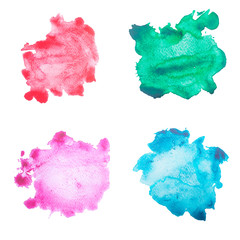 Set of watercolor blots, drop, isolated on white background