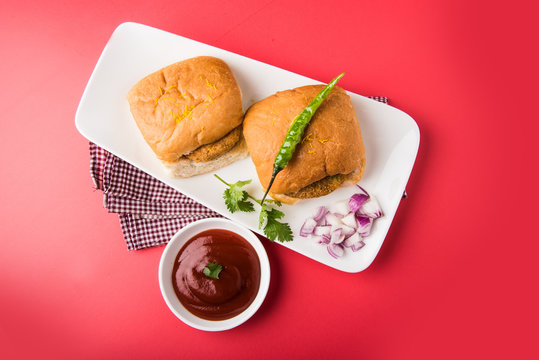 Vada Pav Or Vada Paav Is A Famous Indian Street Food