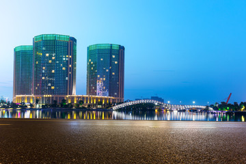 Fototapeta na wymiar modern office buildings in hangzhou west lake culture plaza at t