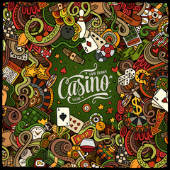 Cartoon doodles casino frame design