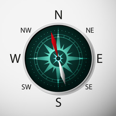Compass with windrose.
